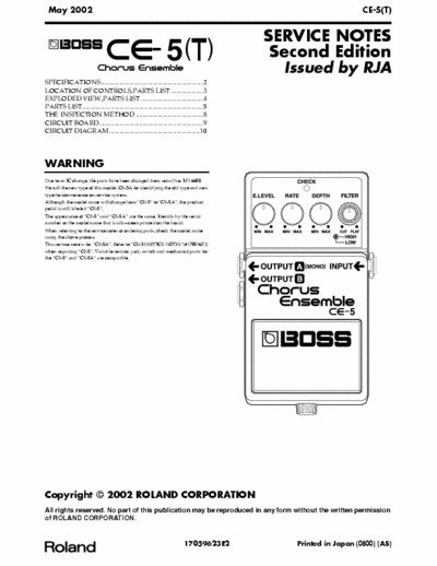 Boss CE5T CE5T chorus service manual